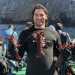 happy lobster diver